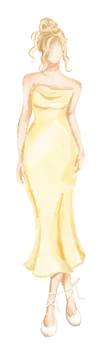 Ilustração de traje sugerido para convidados: look feminino