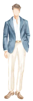 Ilustração de traje sugerido para convidados: look masculino